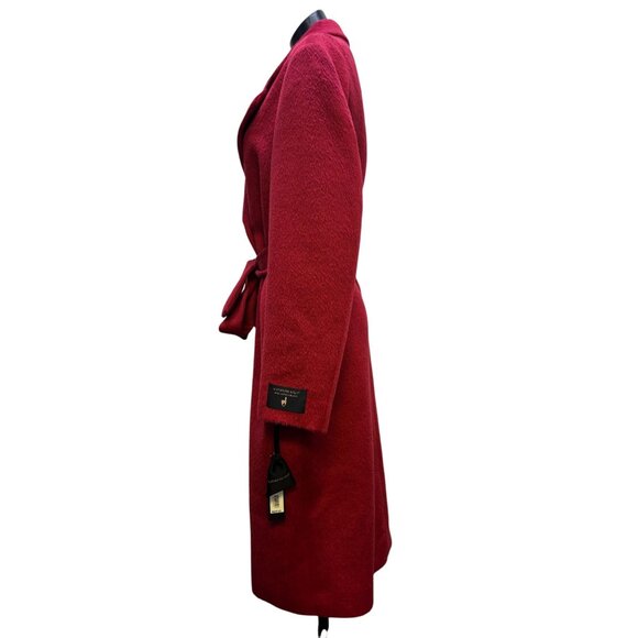 Katherine Kelly Womens Red Belted Wool/Alpaca Coat Size 12 - Picture 4 of 14